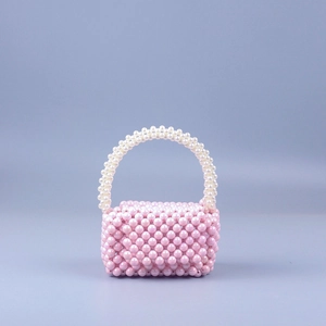 Mini Handbag Acrylic Faux Artificial Pearl Beaded Handmade Woven Sweet Evening Wedding For Women