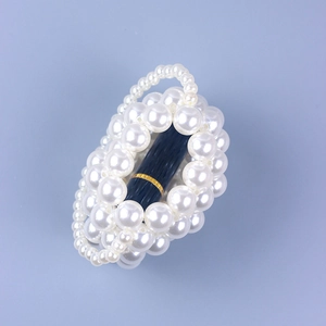 Handmade mini pearl beaded handbag and lipstick holder pouch for elegant women