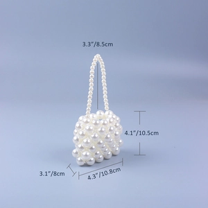 Mini pearl beaded handbag dimensions showing 10.5cm height and 10.8cm width