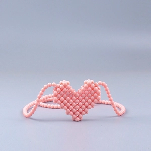 Mini borsa a tracolla con perline rosa a forma di cuore, fatta a mano per bambine in stile chic
