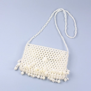 Sac Bandoulière en Künstliche Perles Fait à la Main Vintage Franges Sac de Soirée pour Fête Banquet Élégant Sac Tissé Femme