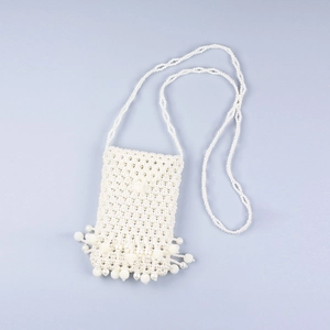 Handgefertigte Mini Umhängetasche Mit Kunstperlen Ausgehöhlt Mit Fransen Quasten Handy Handtasche Vintage Party