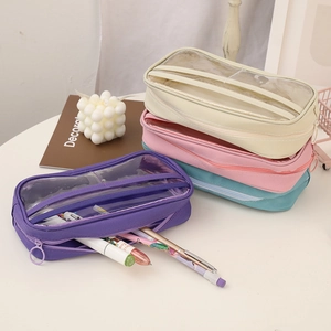 Astuccio multistrato di grande capacità con finestra trasparente in colori pastello