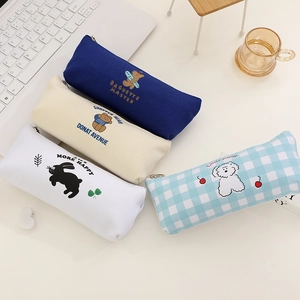 Astuccio in Tela Grande Capacità Coreano Minimalista Cartone Animato Orso Coniglio Borsa di Cancelleria Multifunzionale Borsa per Trucco e Articoli da Toeletta