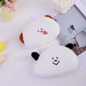 Cute Cartoon Plush Coin Purse Mini Storage Bag Lambswool Animal Design Zippered Key Card Organizer For Women Girls