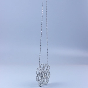 Elegant silver mini beaded flower necklace with intricate handmade metallic spherical pendant
