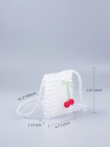 Spécifications de taille du mini sac cerise perlé avec des perles en acrylique