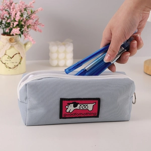 Cute dachshund canvas pencil case with large capacity and cartoon illustration for students