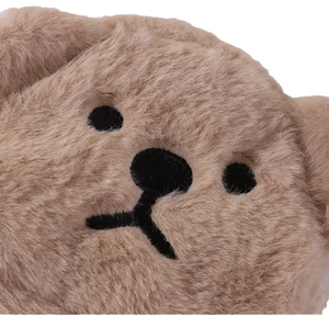 Cute brown plush bear coin purse featuring a soft fuzzy texture and embroidered face