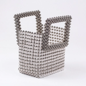 Handmade beaded evening clutch bag with silver and crystal beads for stylish women