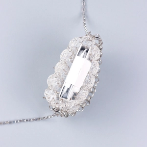 Sparkling crystal encrusted protective case for AirPods with long silver metal chain