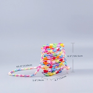 Handmade heart-shaped colorful acrylic beaded crossbody bag for women's fashion style