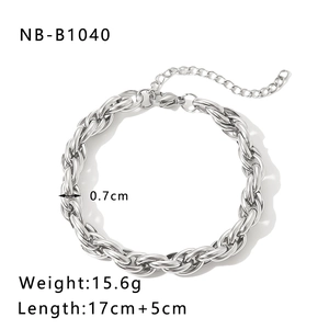 Detail view of silver Cuban link bracelet showing 0.7cm width and lobster clasp