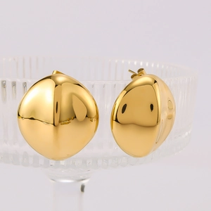 Minimalist oval bean earrings in 18k gold plated stainless steel with a high polish finish
