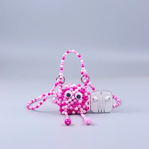 Handgewebte Acryl Perlen Mini Umhängetasche Cartoon Frosch Monster Auge Handtasche Kopfhörer Fall Schultertasche Damen Kinder