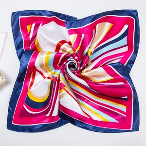 60x60cm leopard print silk square scarf with colorful geometric radial patterns for women