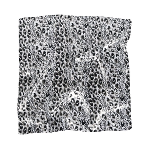 Classic leopard print silk square scarf 60x60cm with a smooth satin finish and elegant drape