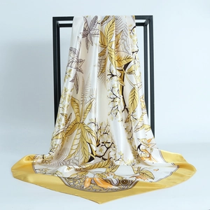 Élégant Foulard Carré En Satin De Satin Artificielle Imprimé Floral Enveloppement Décoratif Pour La Tête Et Le Cou Femmes Hijab