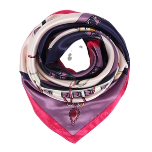 Foulard Carré Mode Satin Synthétique Imprimé Floral Élégant Léger Satin Châle Pour Femmes
