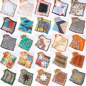 Collection of 70cm square silk scarves featuring various leopard and floral print patterns