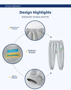 Dettaglio dei pantaloni sportivi grigi per bambini con elastico in vita