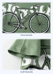Détails du t-shirt en coton avec imprimé vélo et coutures doubles aux manches