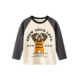 T-shirt à manches raglan pour enfants avec imprimé gorille de dessin animé mignon