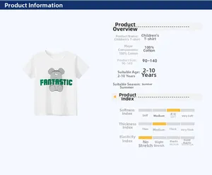 Λεπτομέρεια παιδικού λευκού T-shirt από 100% βαμβάκι με πράσινο τύπωμα Fantastic και αρκούδα