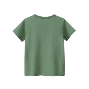 Vue arrière d'un t-shirt en coton vert sauge pour garçons avec col rond classique élégant