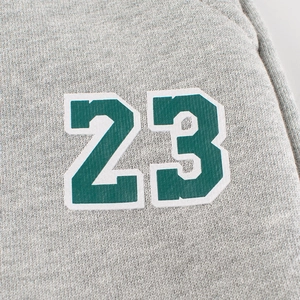 Pantalon de sport gris enfant en coton avec impression vintage numéro 23 sur jersey