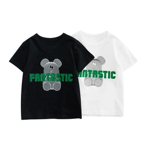 Παιδικό Κοντομάνικο T-shirt για Αγόρια Κορίτσια 100% Βαμβάκι με Γραφικό Τύπωμα Γεωμετρική Αρκούδα Cartoon Καλοκαιρινό Casual Στρογγυλή Λαιμόκοψη Μόδα