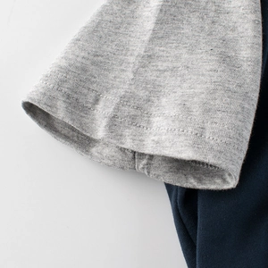 Toddler boys cotton short sleeve T-shirt with navy body and grey contrast raglan sleeves