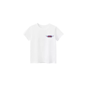 T-shirt en coton blanc minimaliste avec motif de dessin animé sur la poitrine garçon