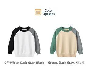 Detail of raglan sleeves and ribbed cuffs on kids color block knitted sweaters