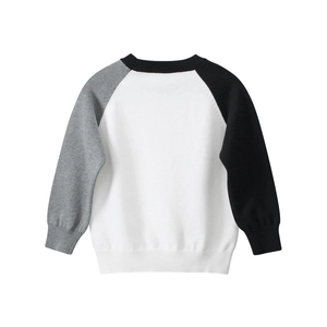 Color block knit sweater for boys with raglan sleeves and ribbed cuffs in neutral tones