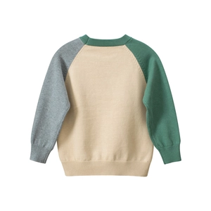 Kids' crewneck color-block knit sweater with ribbed cuffs and hem in a minimalist style
