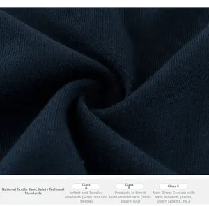 Close-up of soft navy cotton fabric showing high-quality texture and safety standards