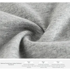Detail of grey marl cotton fabric texture with safety quality standards certification