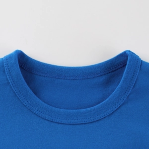 Royal blue kids cotton t-shirt featuring a durable crew neck with double-stitch sewing detail