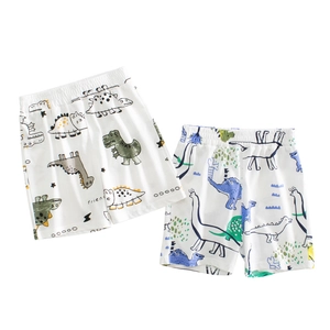 Boys Shorts 100% Cotton Casual Cartoon Dinosaur Printed Summer Middle Pants With Elastic Waist Breathable Soft Kids Clothing