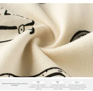 Detail of soft breathable cotton fabric with cartoon car print and safety grade A certification