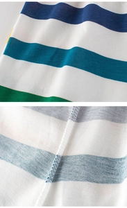 Close-up of colorful striped cotton fabric showing breathable texture and fine stitching