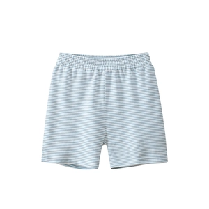 Short pour enfants à rayures bleu clair et blanc avec taille élastique pour la détente
