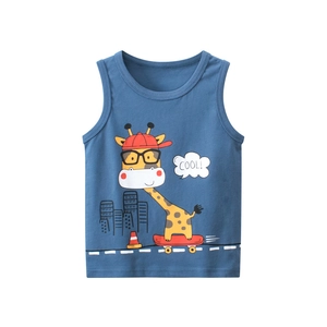 Kids Tank Top Pure Cotton Sleeveless Vest Cartoon Giraffe Print Casual Summer Sporty Clothes For Toddler Boys