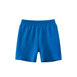 Pantalones cortos casuales azules para niños con cintura elástica y tejido de algodón