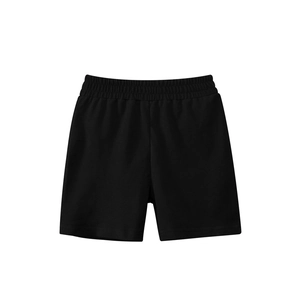 Pantalones cortos negros clásicos de algodón para niños con cintura elástica y estilo casual