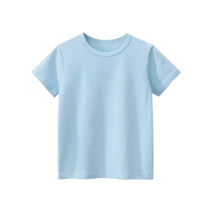 Classic light blue short sleeve cotton T-shirt for boys with minimalist crew neck design