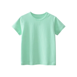 Classic light green short-sleeve cotton T-shirt for boys in a clean minimalist style