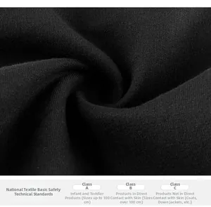 Gros plan sur tissu en coton noir avec certification des normes de sécurité textile