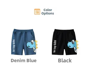 Détail de short en coton pour enfant avec taille élastique et motifs dinosaures